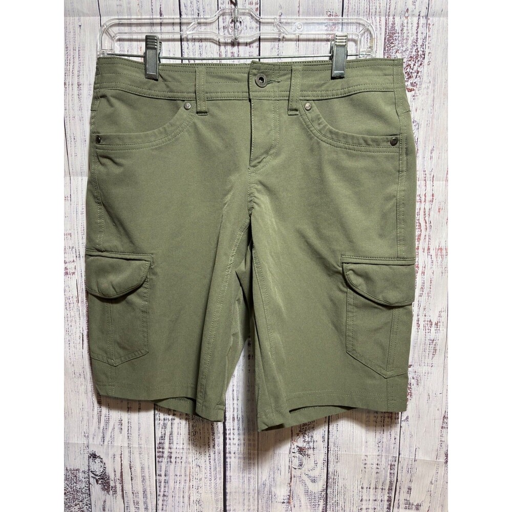 Kuhl Freeflex Cargo Shorts Women's Sz 4 Olive Green Outdoor Performance Hiking
